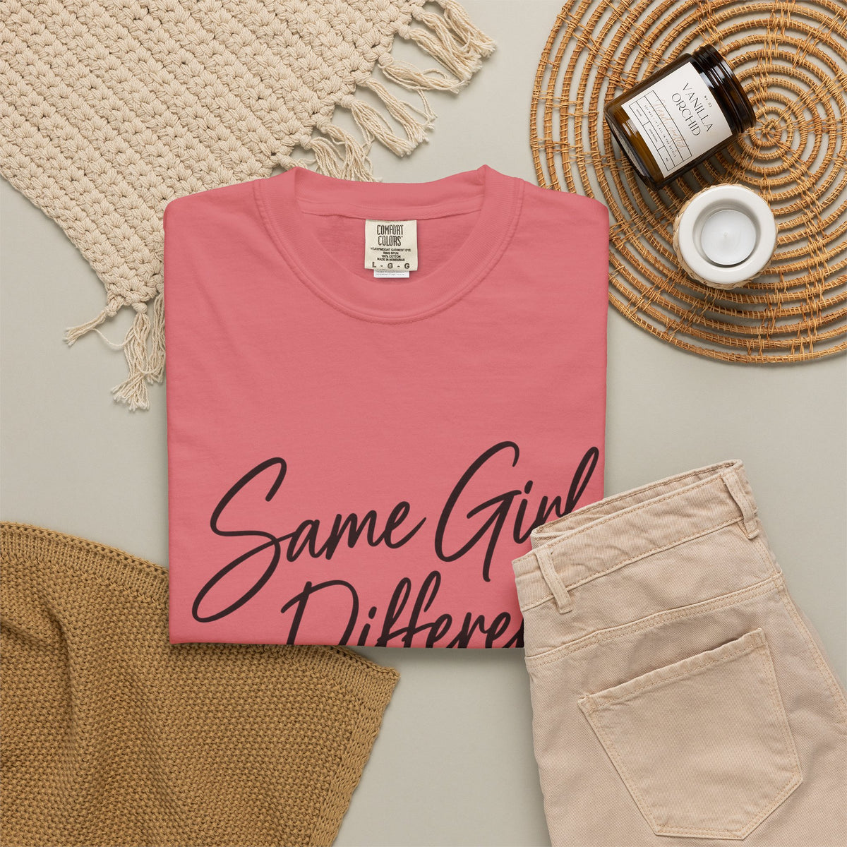 Same Girl Different Story T-Shirt — Inspirational Script Tee