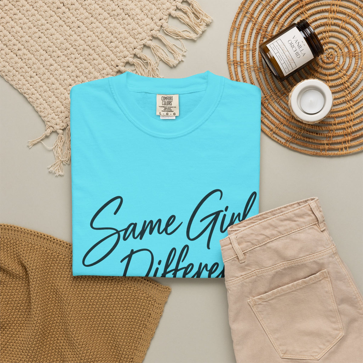 Same Girl Different Story T-Shirt — Inspirational Script Tee