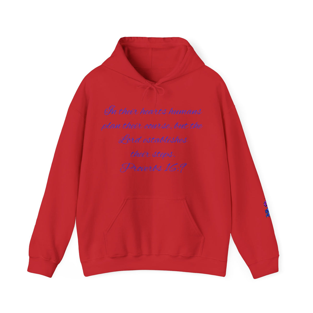 Christian Faith Hoodie — Proverbs 16:9 Inspirational Pullover with Vintage Signback Graphic