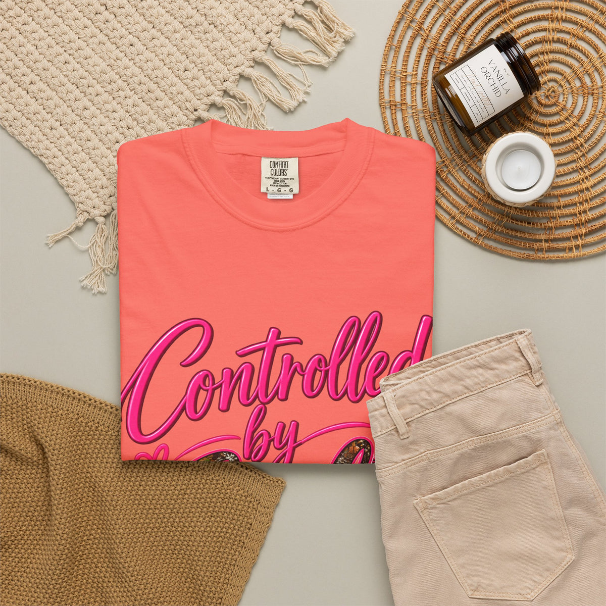 Controlled by God T-Shirt — Faith Graphic Tee with Pink Script