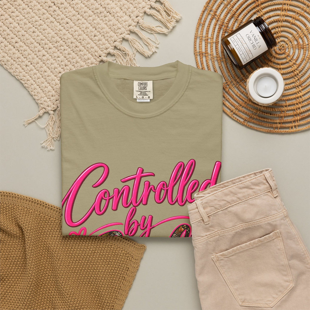 Controlled by God T-Shirt — Faith Graphic Tee with Pink Script