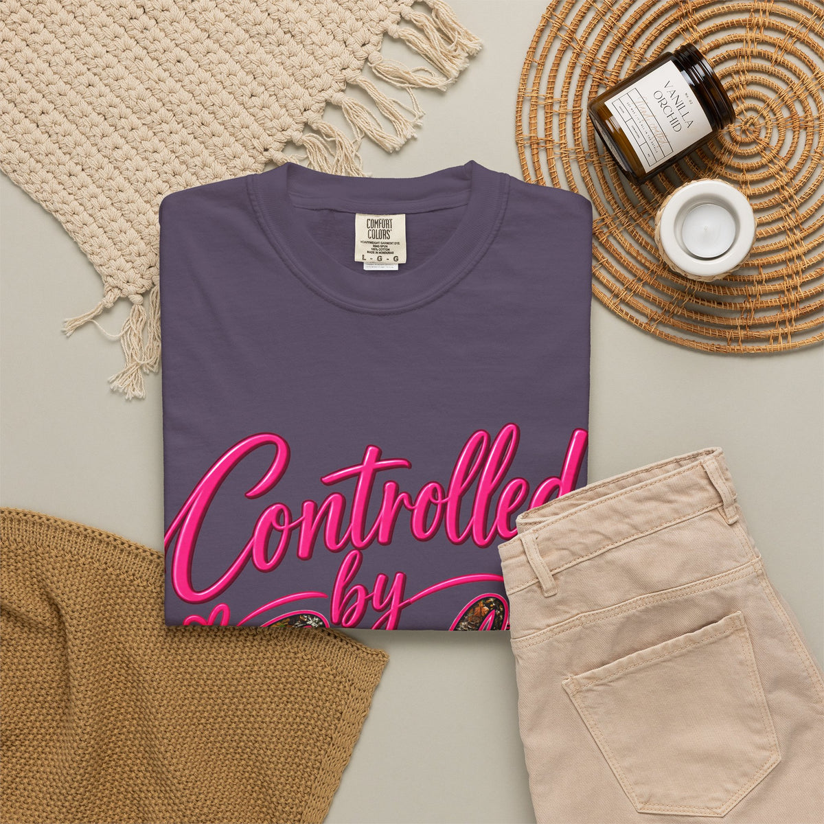 Controlled by God T-Shirt — Faith Graphic Tee with Pink Script