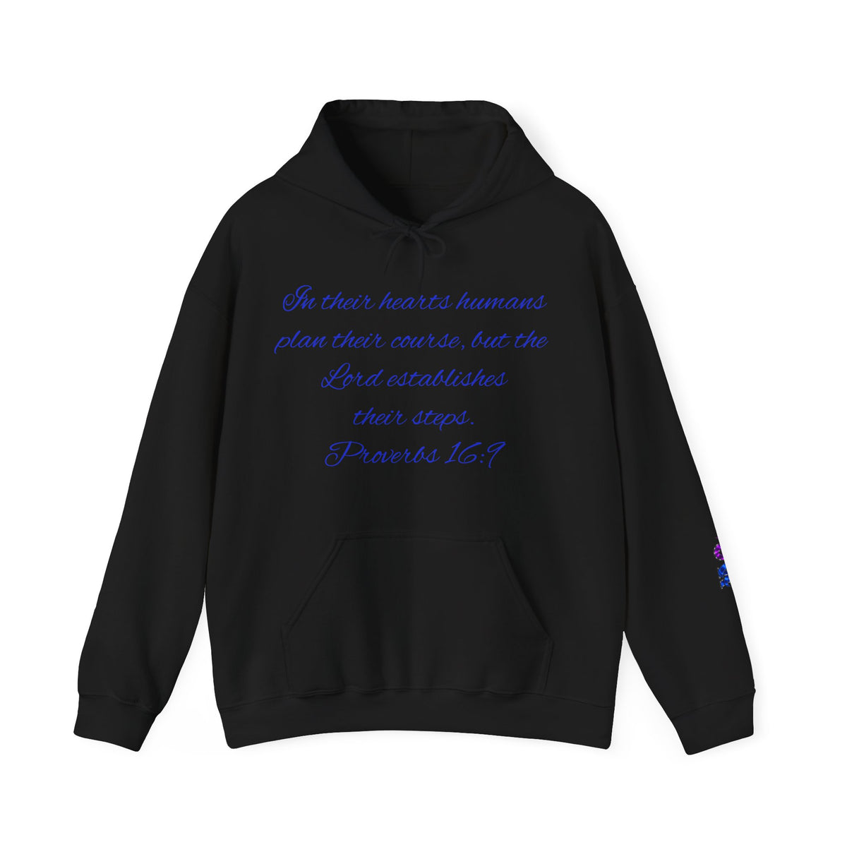 Christian Faith Hoodie — Proverbs 16:9 Inspirational Pullover with Vintage Signback Graphic
