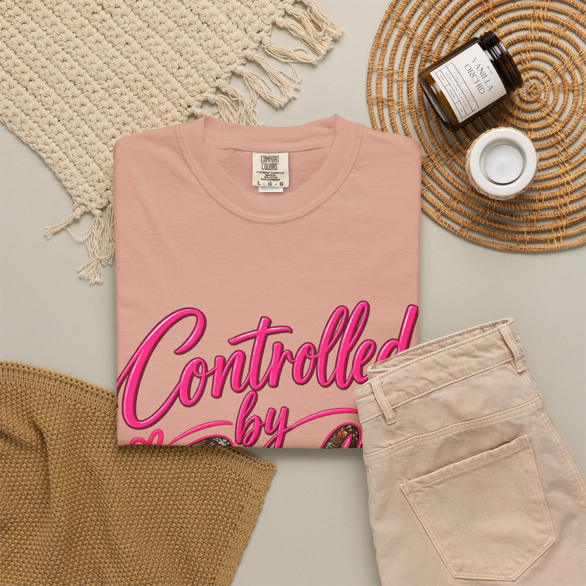 Controlled by God T-Shirt — Faith Graphic Tee with Pink Script