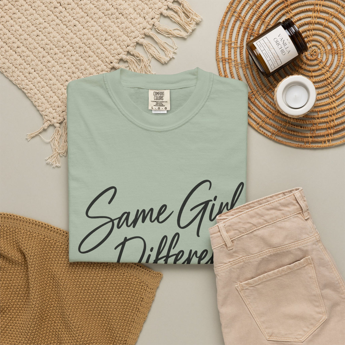 Same Girl Different Story T-Shirt — Inspirational Script Tee