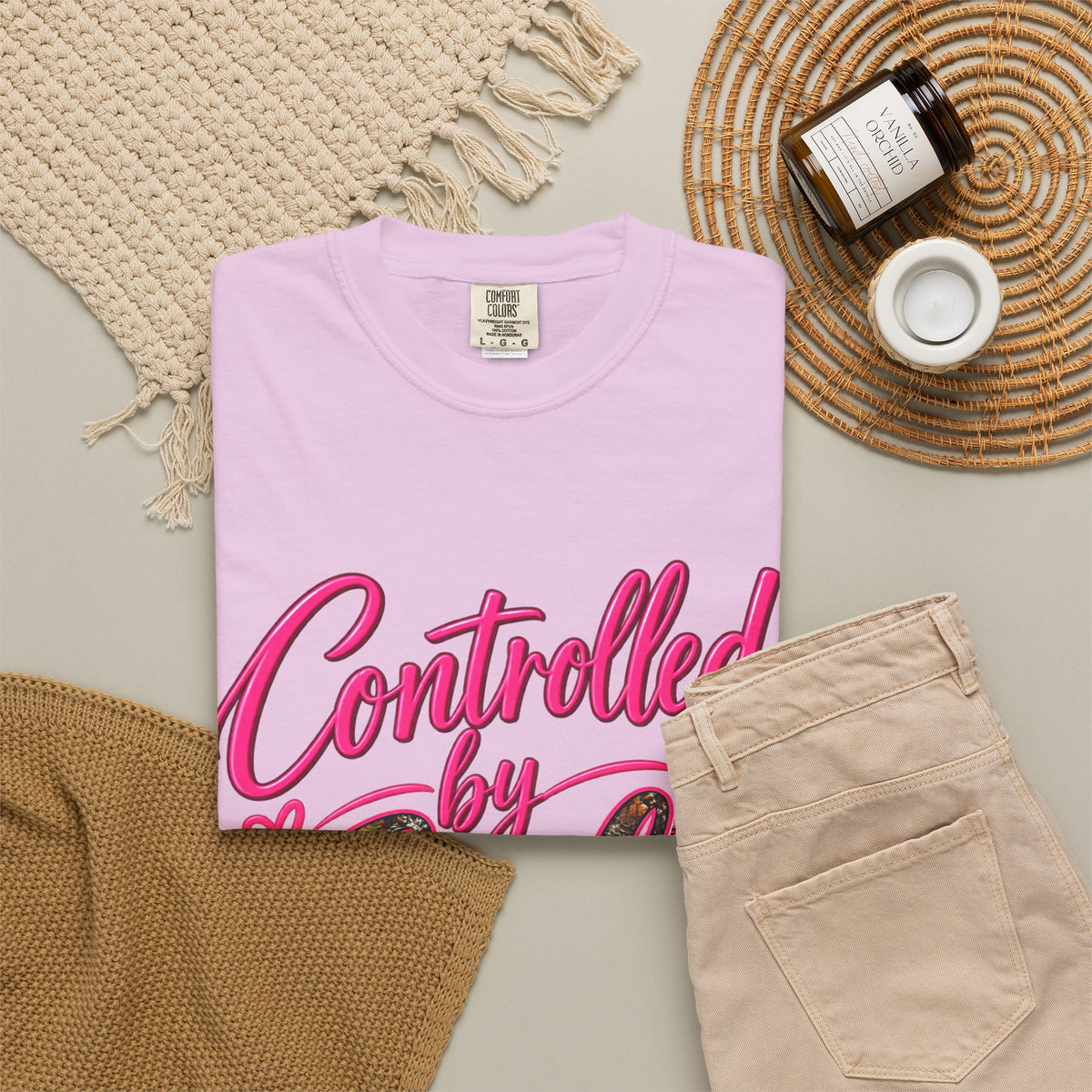 Controlled by God T-Shirt — Faith Graphic Tee with Pink Script