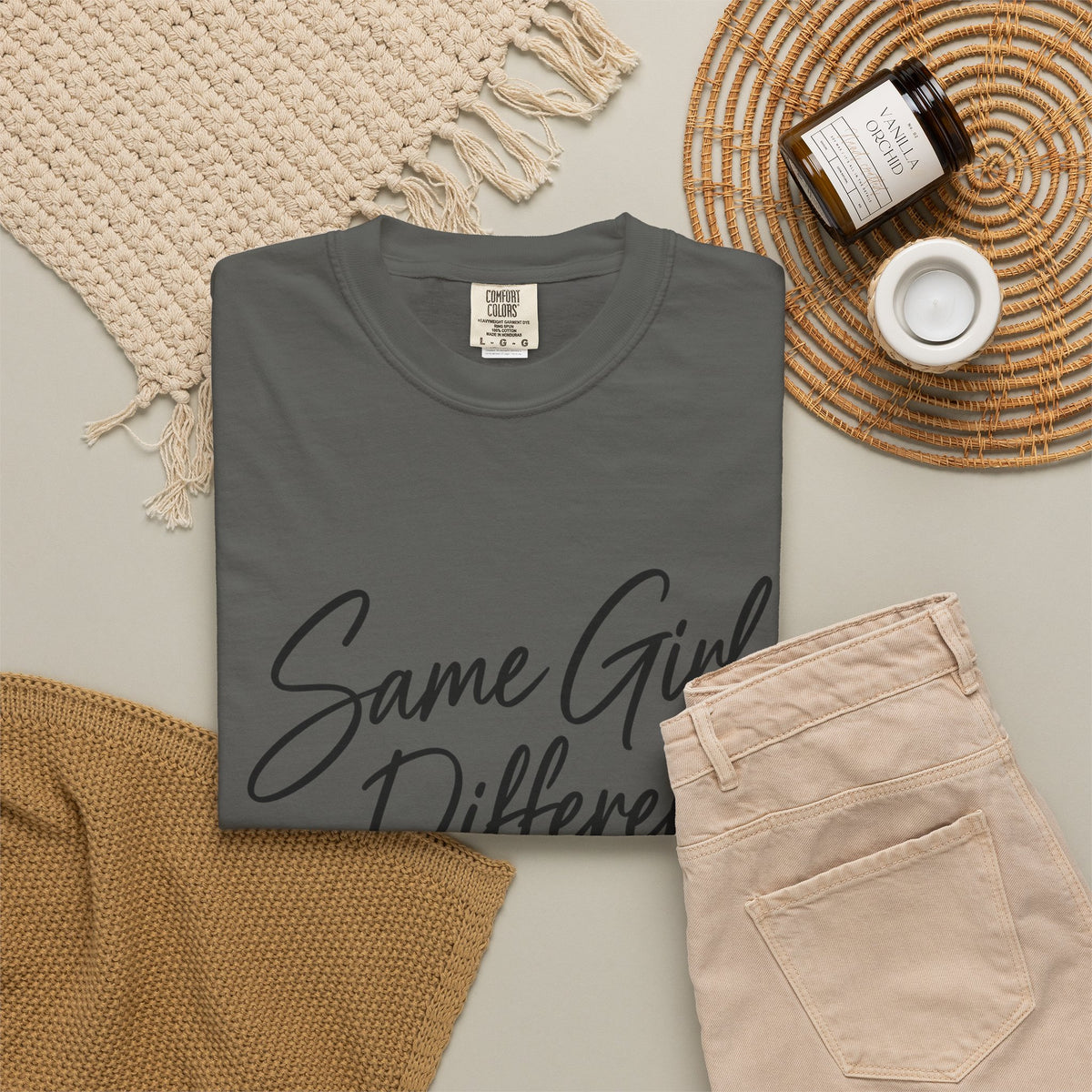Same Girl Different Story T-Shirt — Inspirational Script Tee