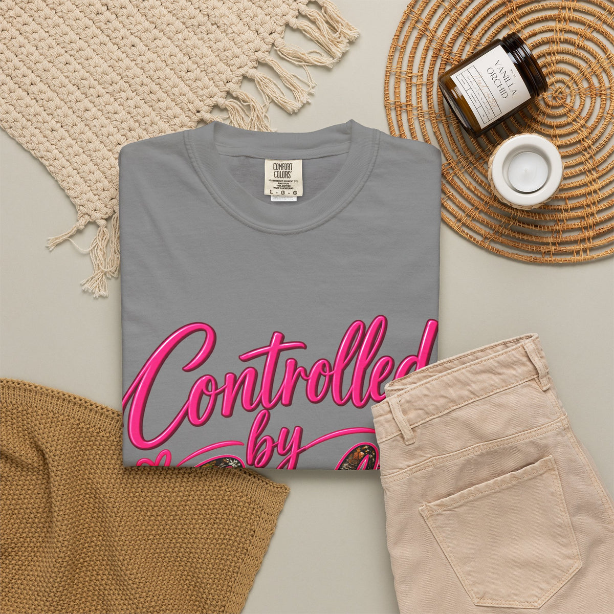 Controlled by God T-Shirt — Faith Graphic Tee with Pink Script