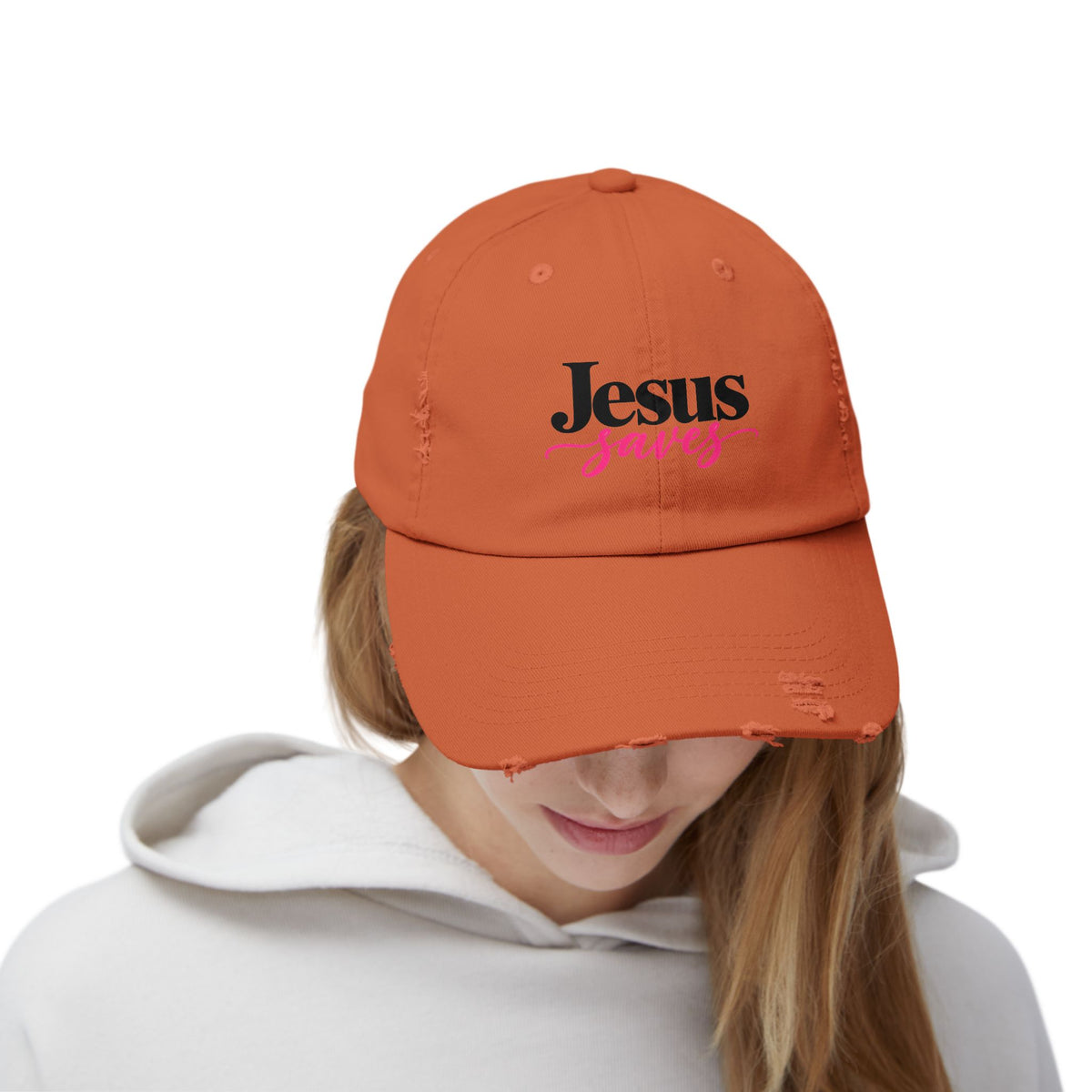 Jesus Saves Distressed Cap — Christian Faith Baseball Hat