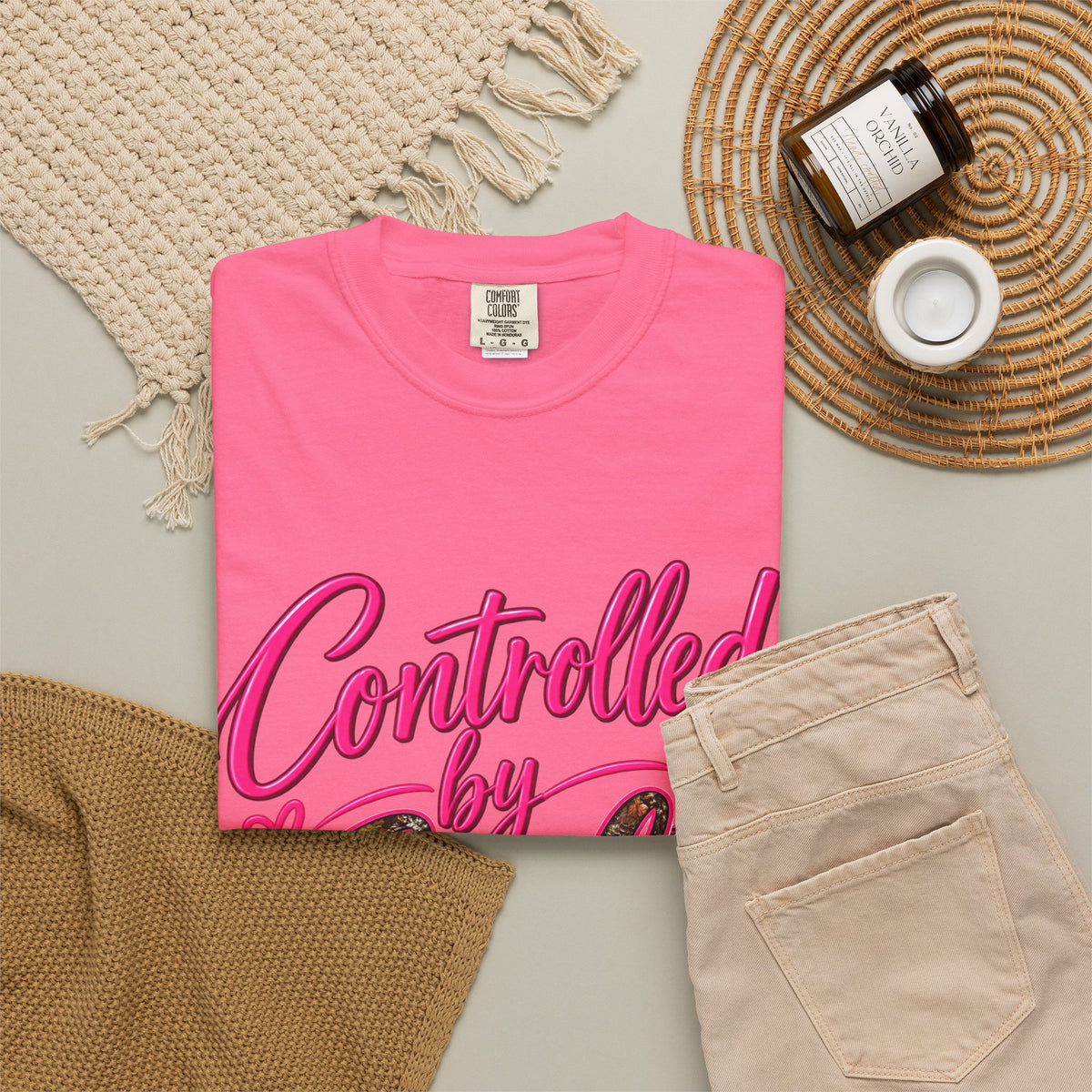 Controlled by God T-Shirt — Faith Graphic Tee with Pink Script