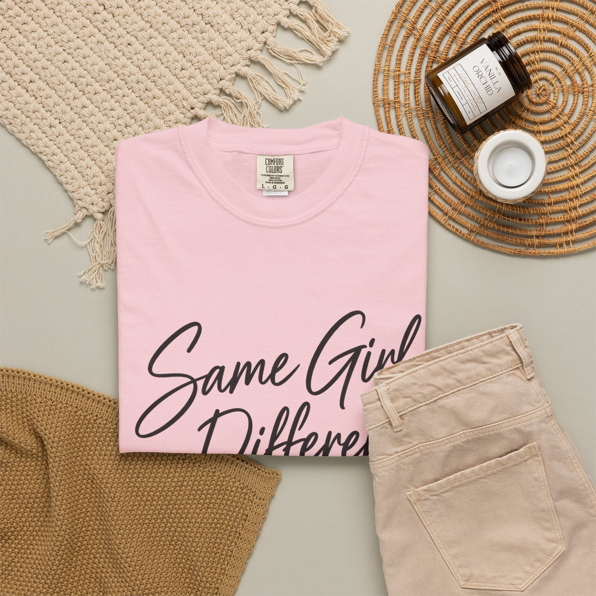 Same Girl Different Story T-Shirt — Inspirational Script Tee