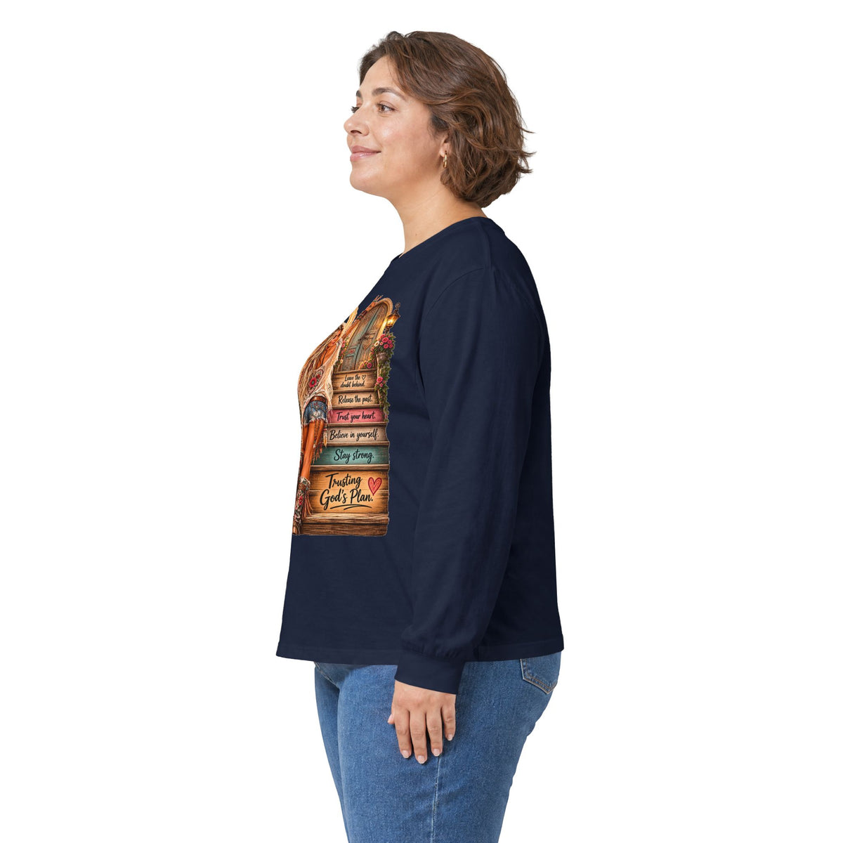 Faithful Journey Long Sleeve Tee — "The Road to God" Inspirational Christian Shirt