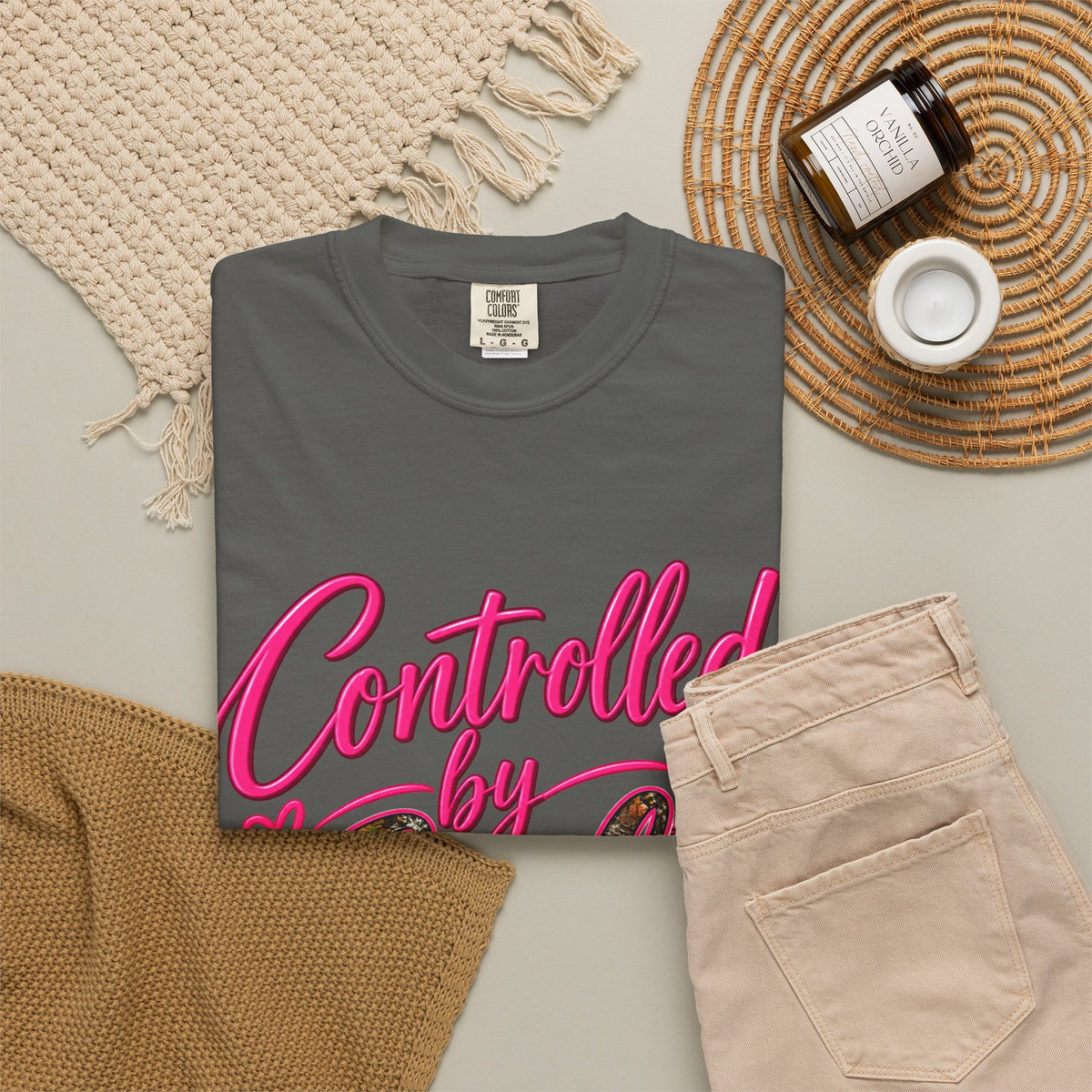 Controlled by God T-Shirt — Faith Graphic Tee with Pink Script