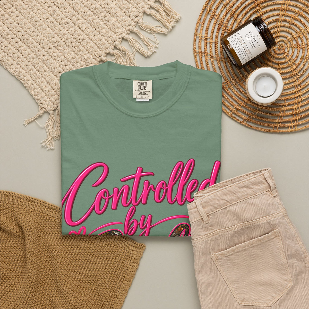Controlled by God T-Shirt — Faith Graphic Tee with Pink Script