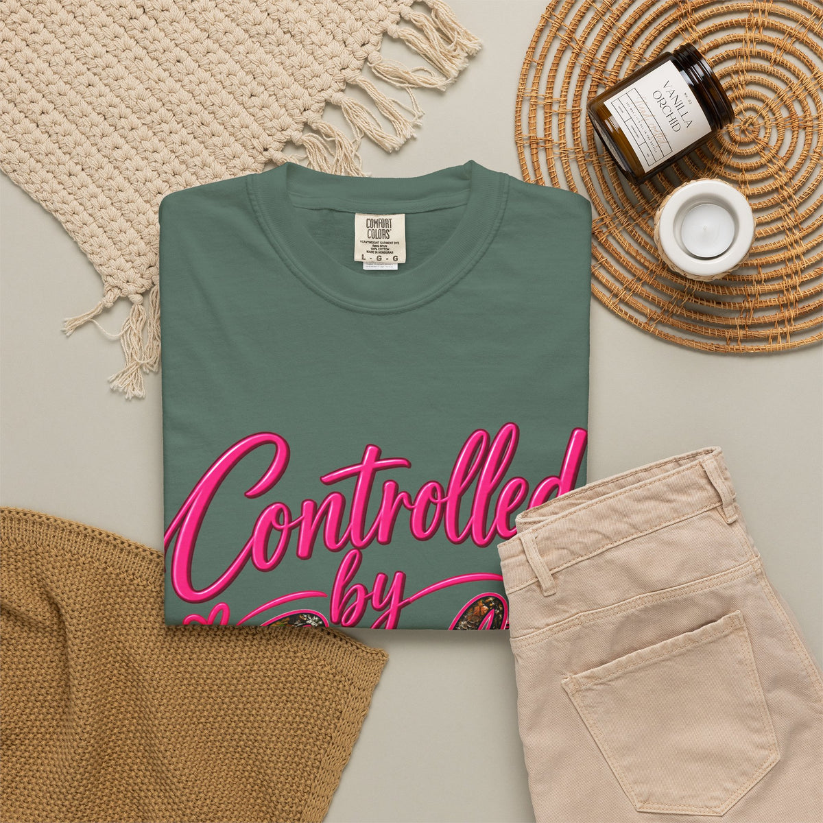 Controlled by God T-Shirt — Faith Graphic Tee with Pink Script