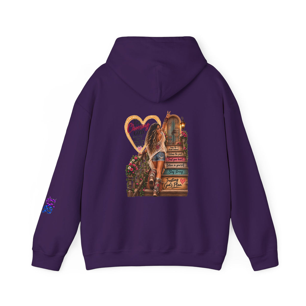 Christian Faith Hoodie — Proverbs 16:9 Inspirational Pullover with Vintage Signback Graphic