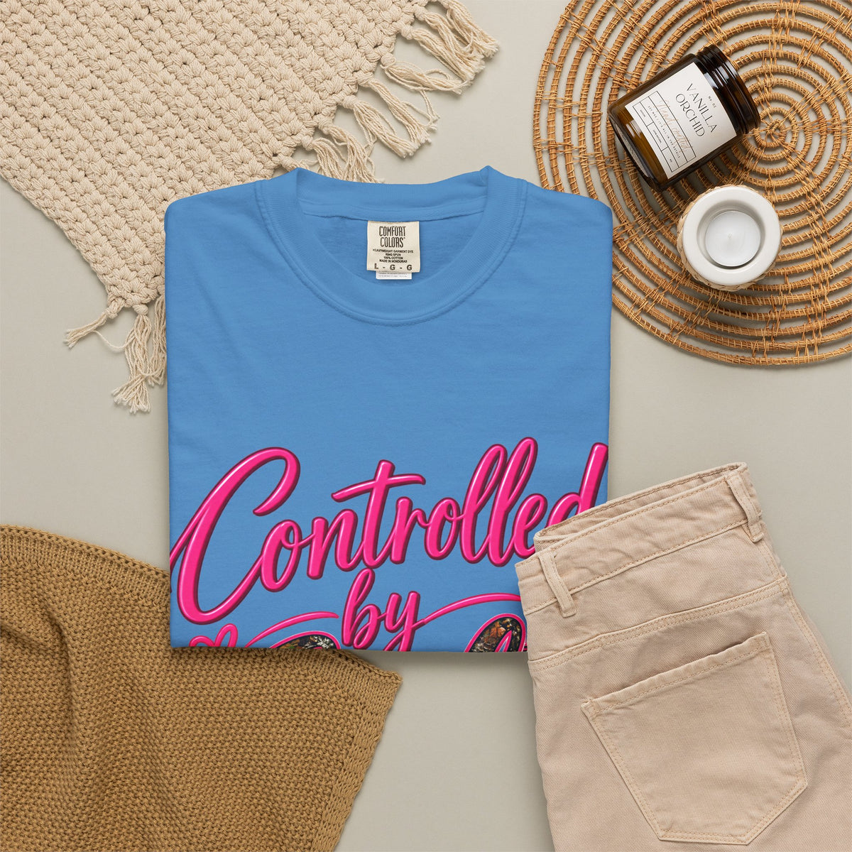 Controlled by God T-Shirt — Faith Graphic Tee with Pink Script