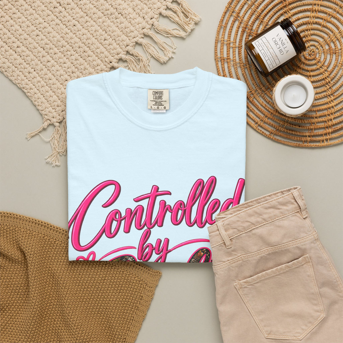 Controlled by God T-Shirt — Faith Graphic Tee with Pink Script