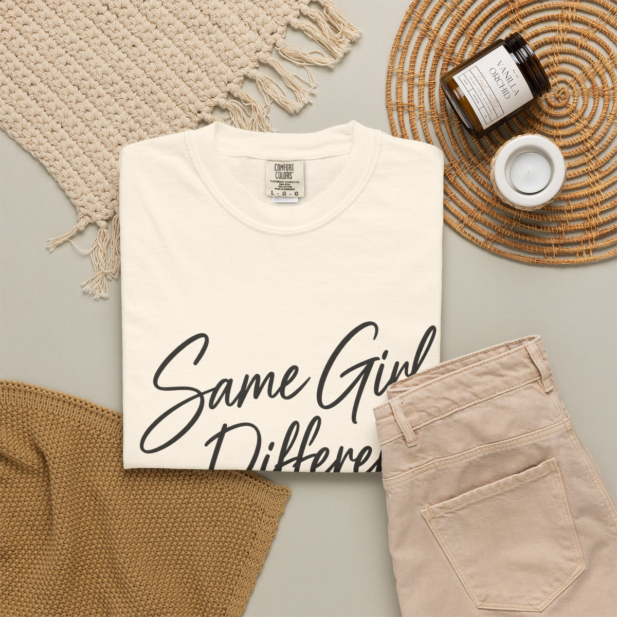 Same Girl Different Story T-Shirt — Inspirational Script Tee