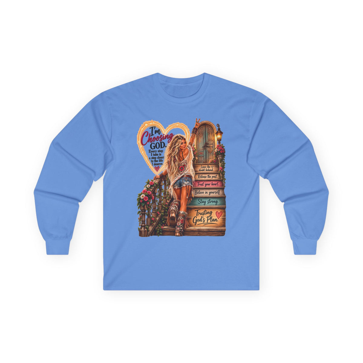 Faithful Journey Long Sleeve Tee — "The Road to God" Inspirational Christian Shirt