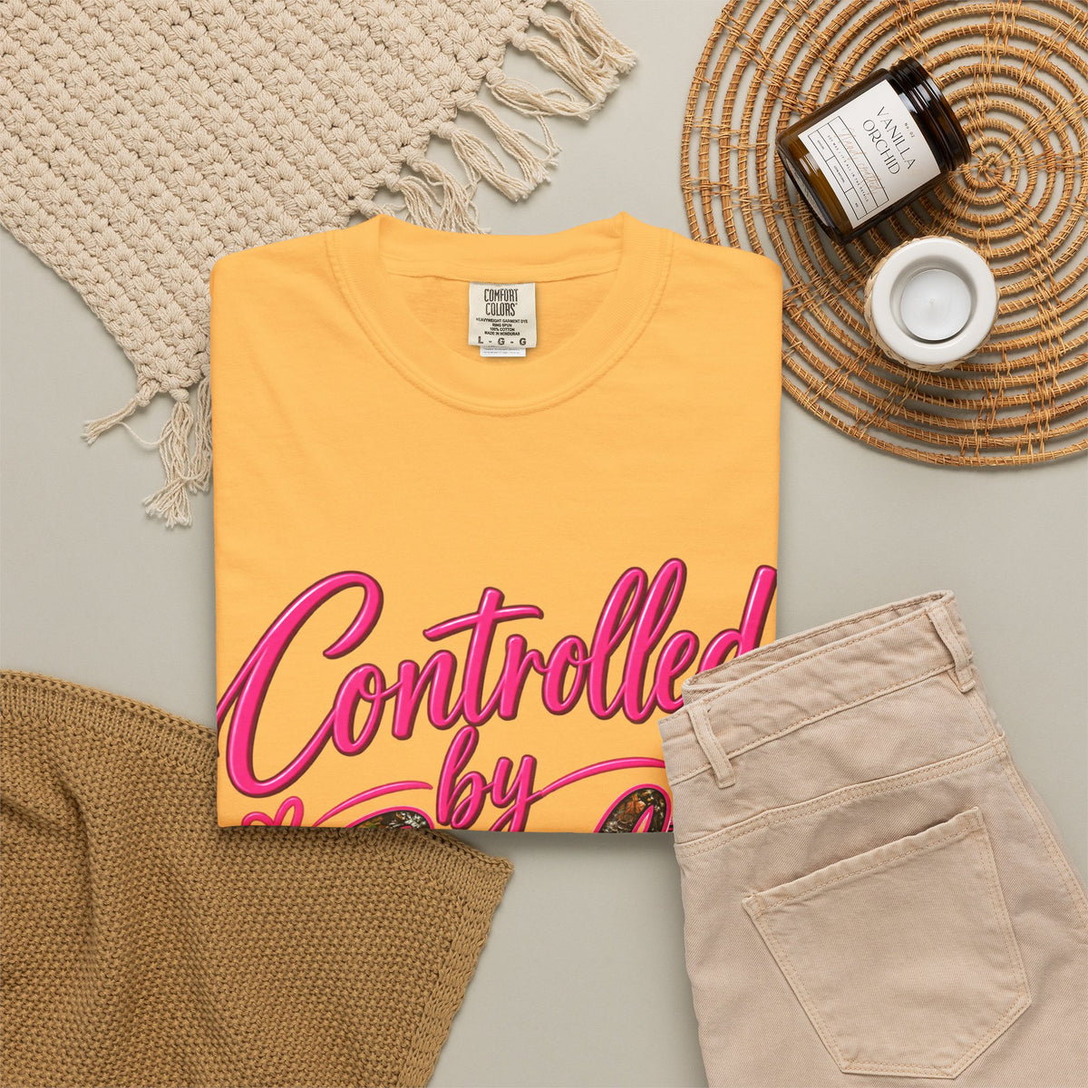 Controlled by God T-Shirt — Faith Graphic Tee with Pink Script