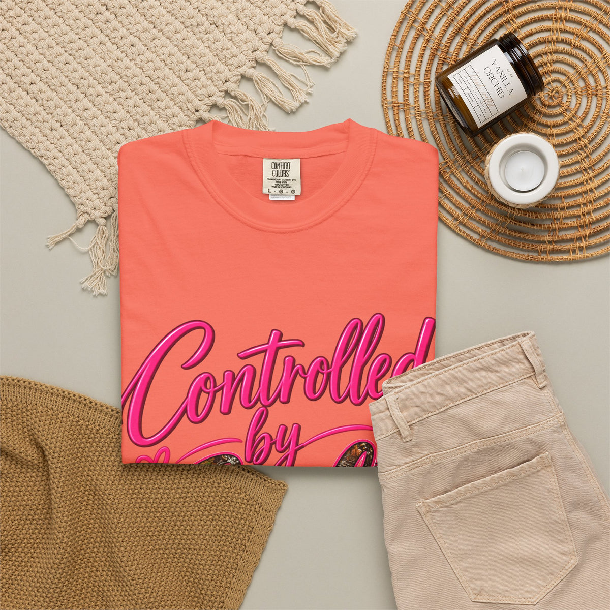 Controlled by God T-Shirt — Faith Graphic Tee with Pink Script
