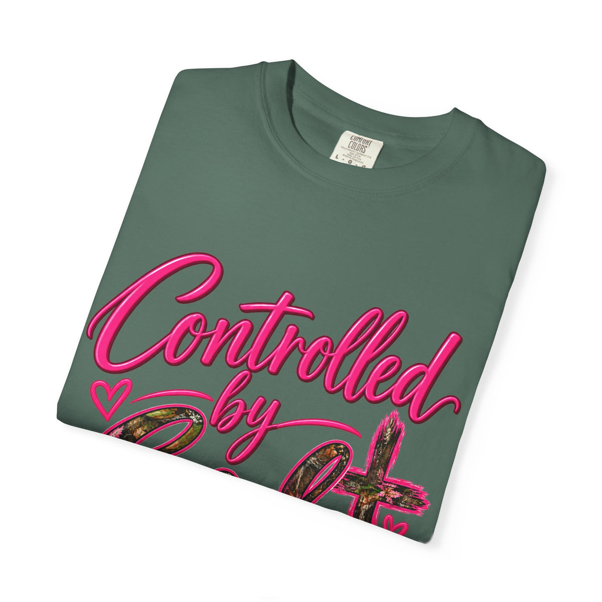 Controlled by God T-Shirt — Faith Graphic Tee with Pink Script