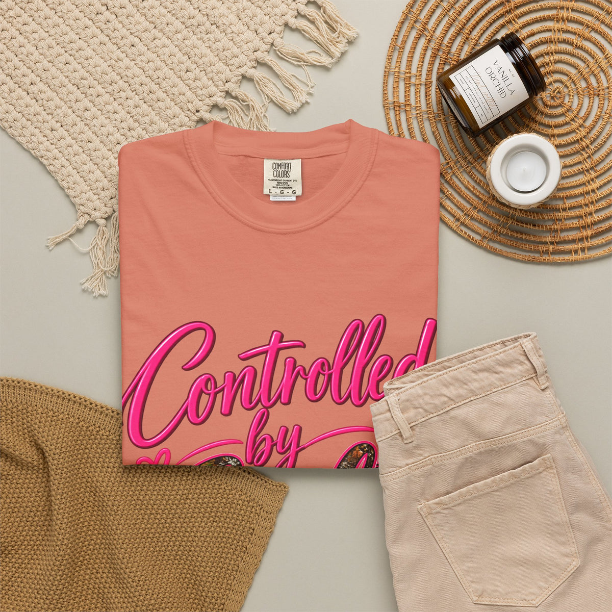 Controlled by God T-Shirt — Faith Graphic Tee with Pink Script