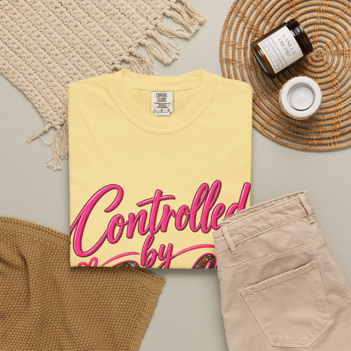 Controlled by God T-Shirt — Faith Graphic Tee with Pink Script