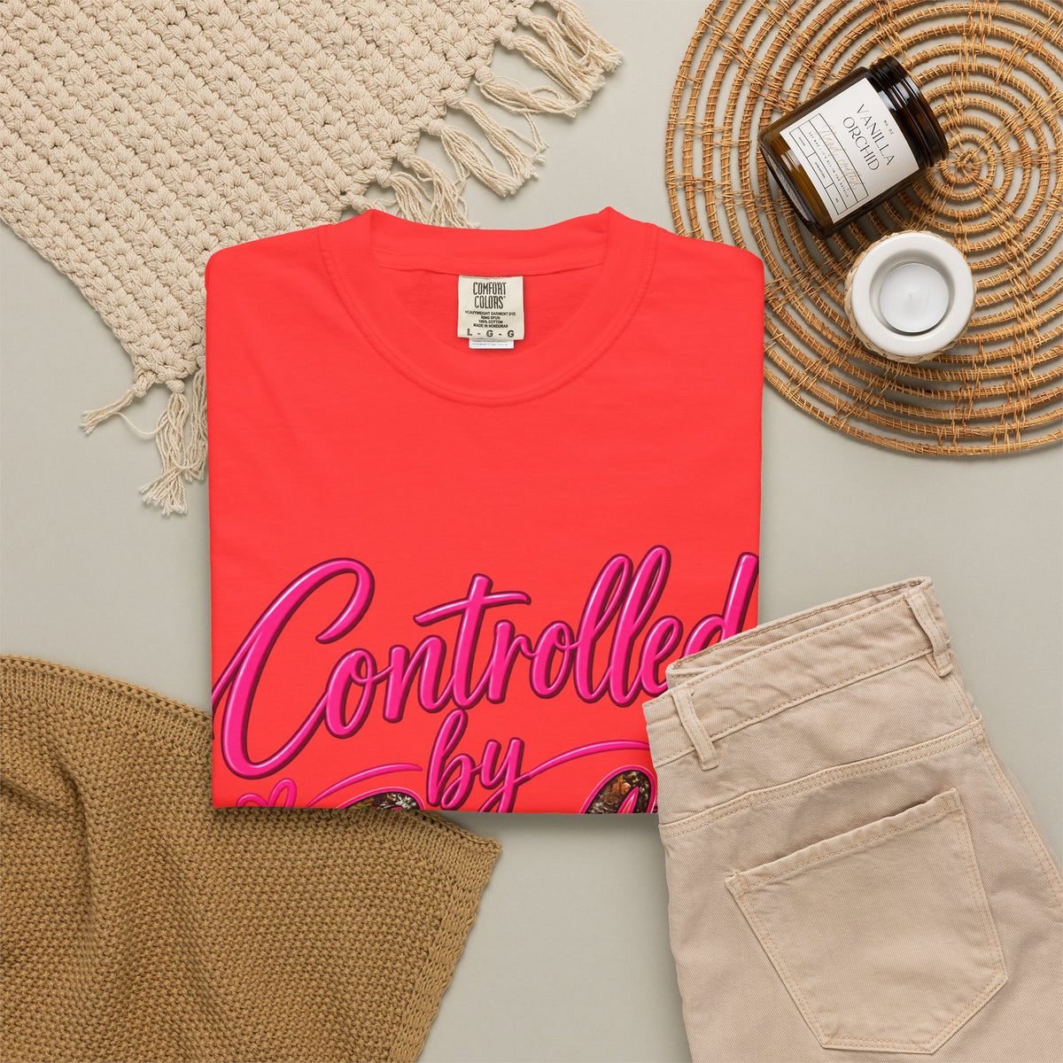 Controlled by God T-Shirt — Faith Graphic Tee with Pink Script