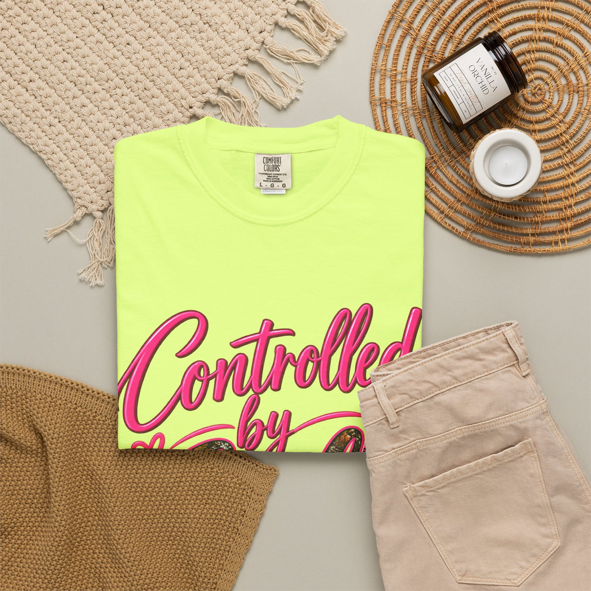 Controlled by God T-Shirt — Faith Graphic Tee with Pink Script
