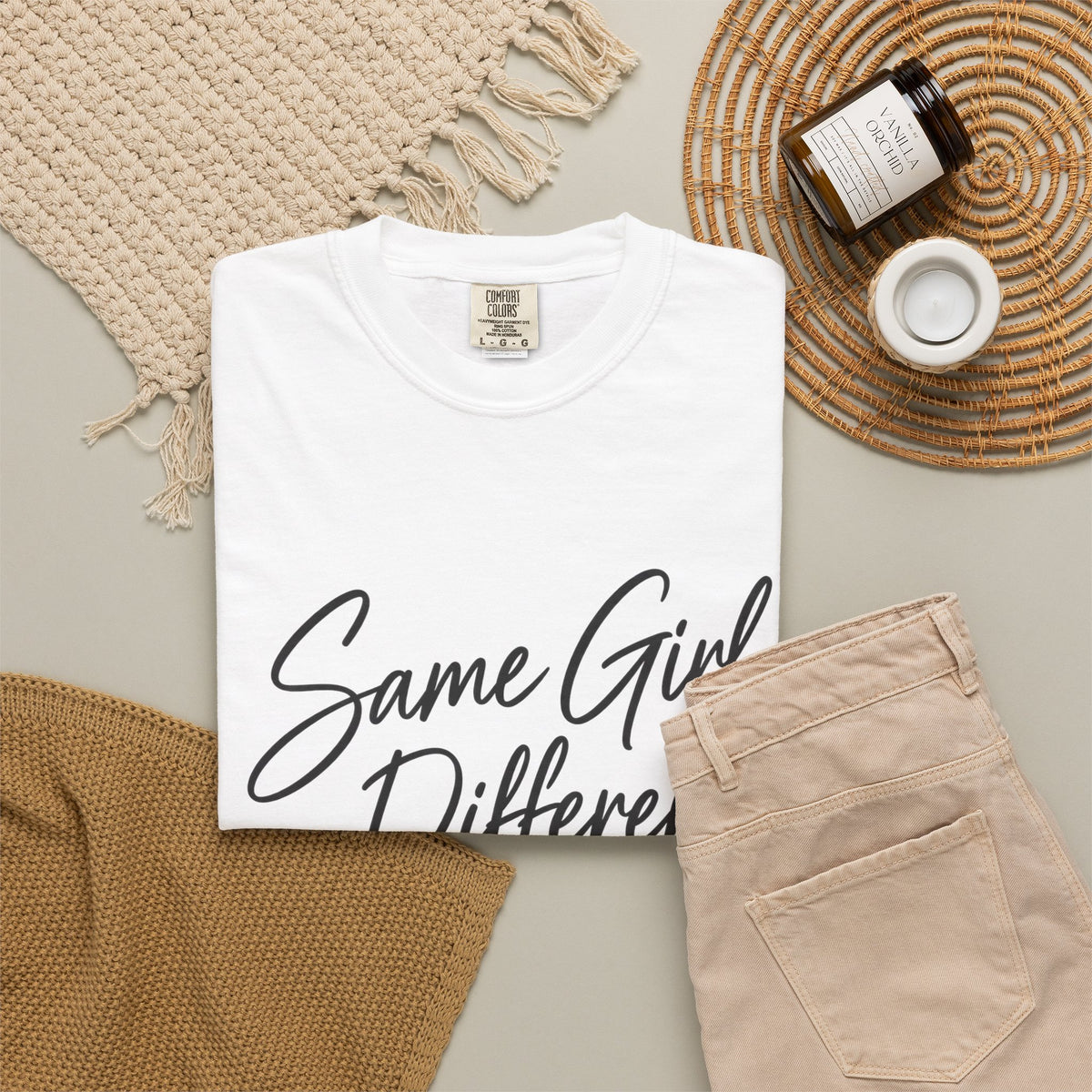 Same Girl Different Story T-Shirt — Inspirational Script Tee