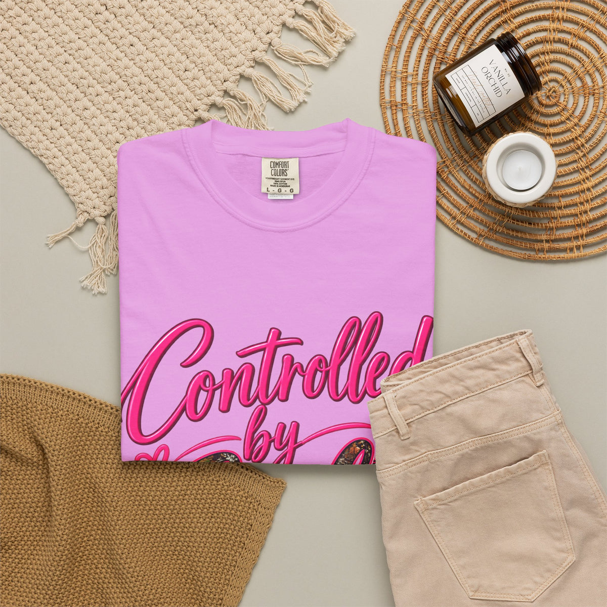 Controlled by God T-Shirt — Faith Graphic Tee with Pink Script
