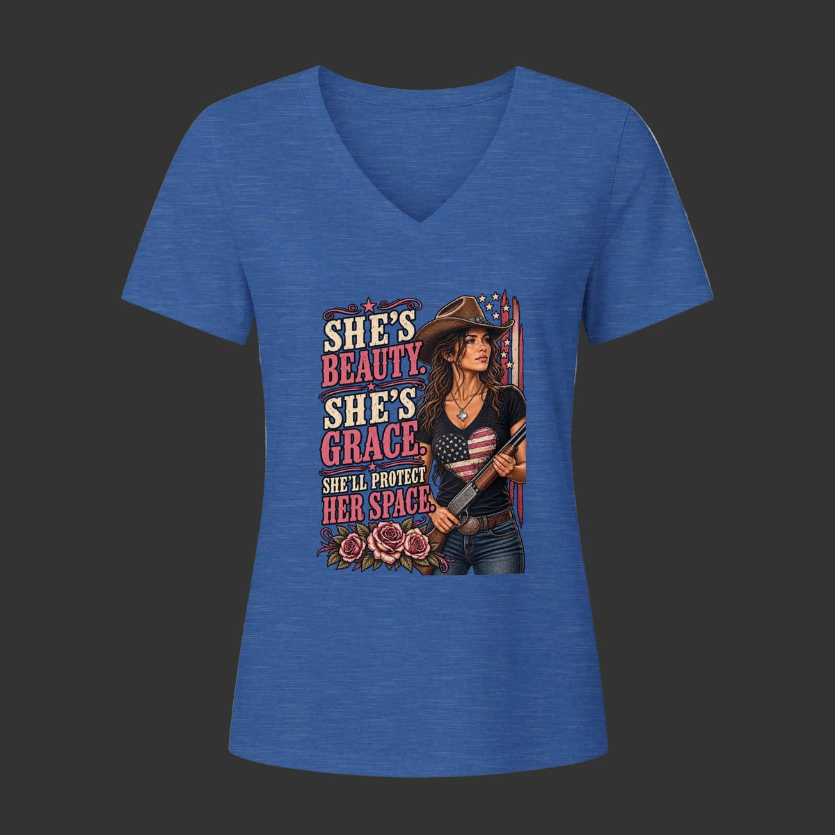 Women's Relaxed Heather CVC V-Neck Tee