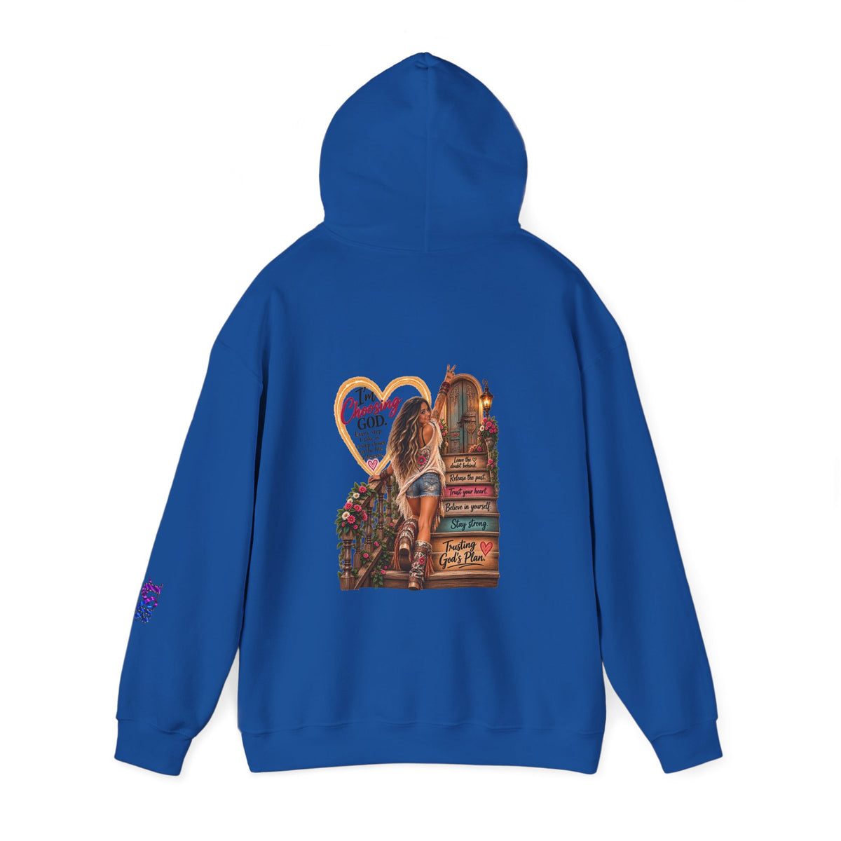 Christian Faith Hoodie — Proverbs 16:9 Inspirational Pullover with Vintage Signback Graphic