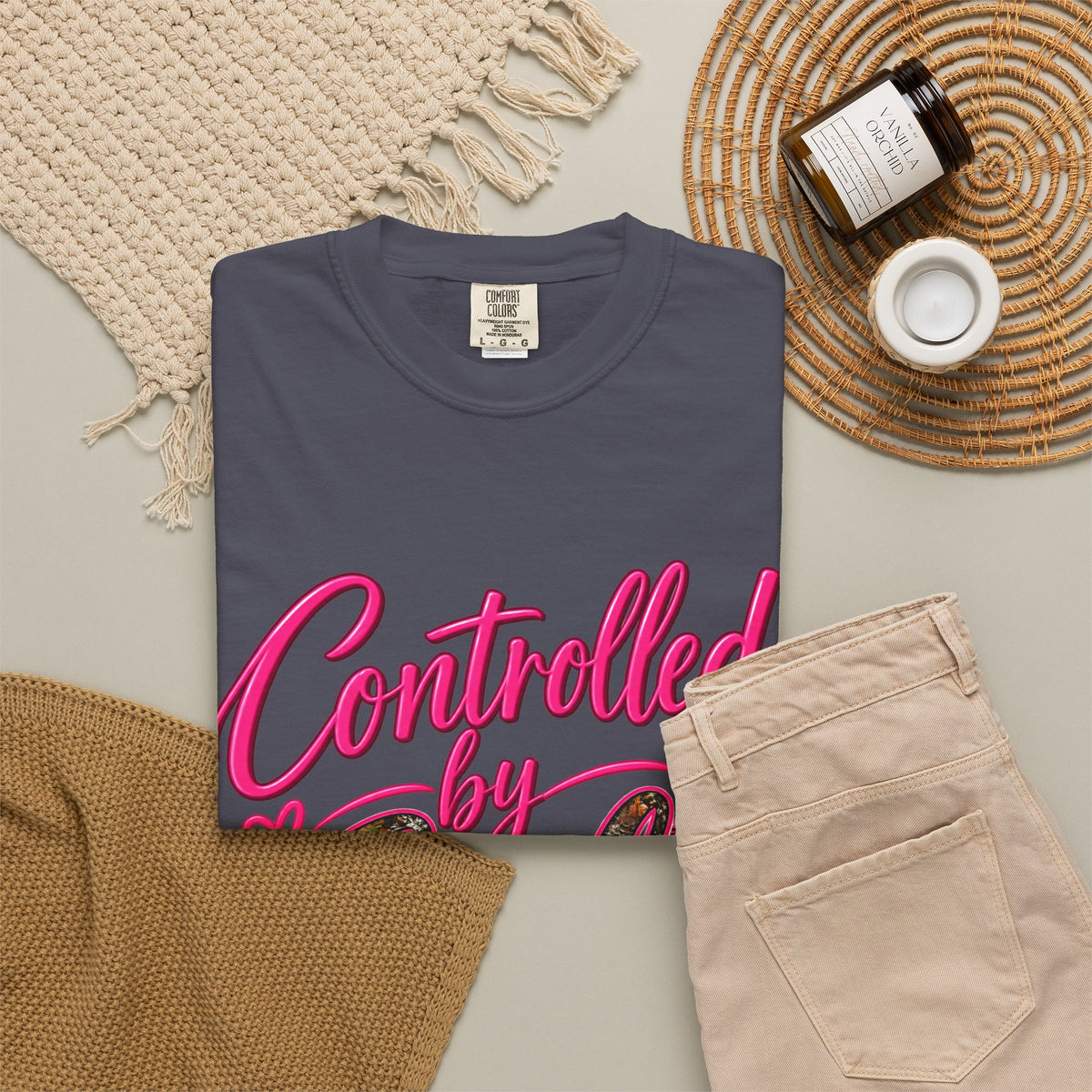 Controlled by God T-Shirt — Faith Graphic Tee with Pink Script