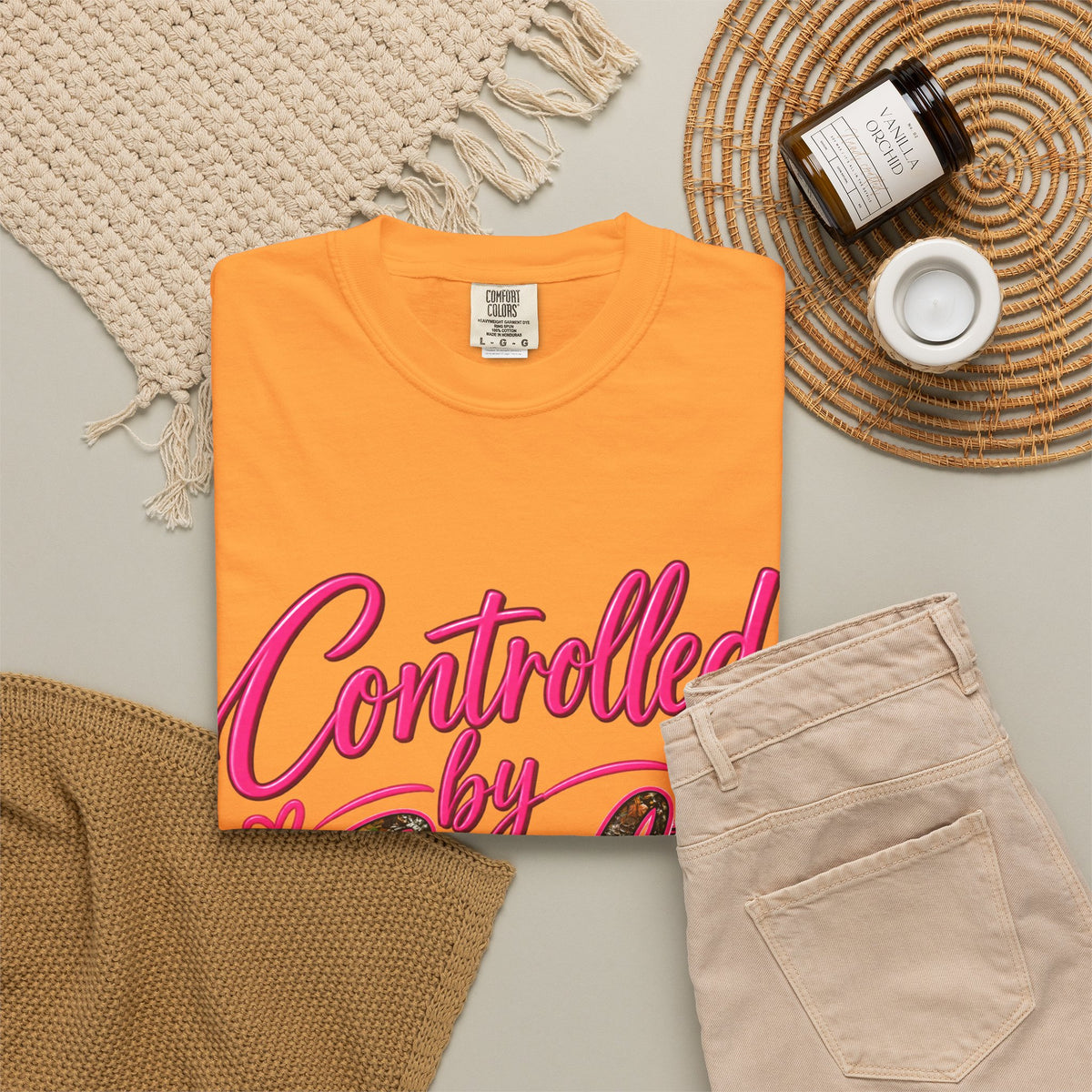Controlled by God T-Shirt — Faith Graphic Tee with Pink Script