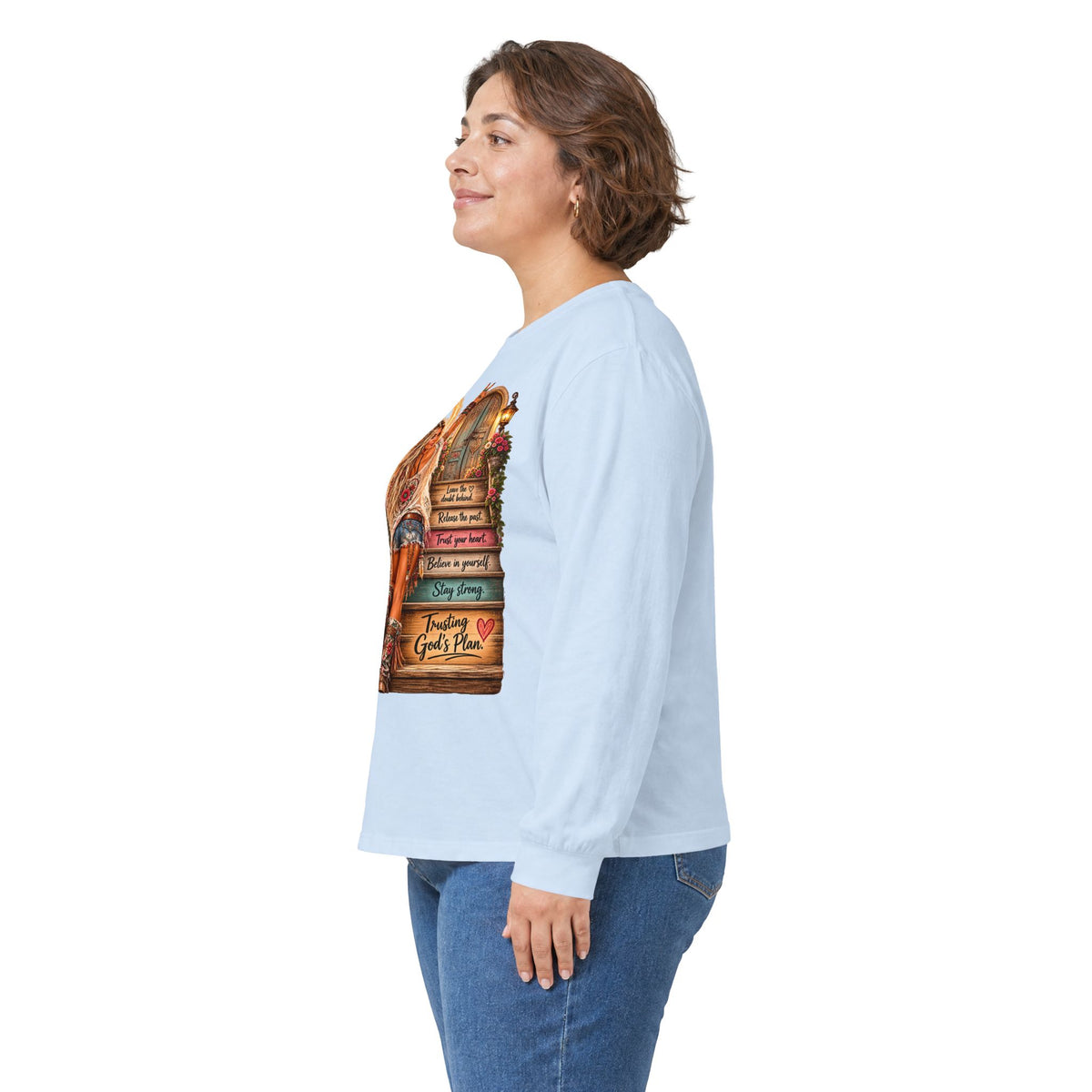 Faithful Journey Long Sleeve Tee — "The Road to God" Inspirational Christian Shirt