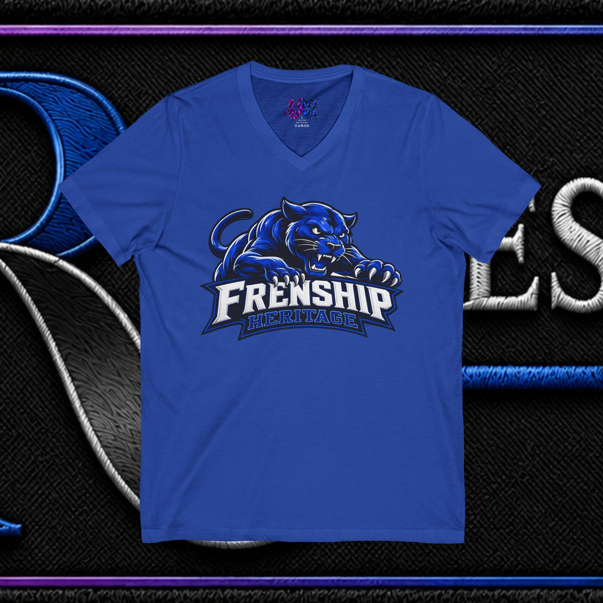 Friendship Panthers Mascot V-Neck Tee — School Spirit Sports T-Shirt