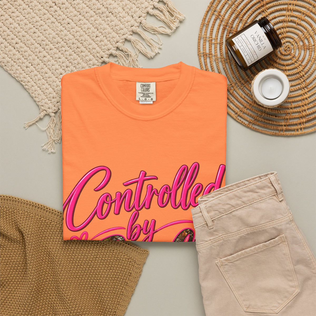 Controlled by God T-Shirt — Faith Graphic Tee with Pink Script