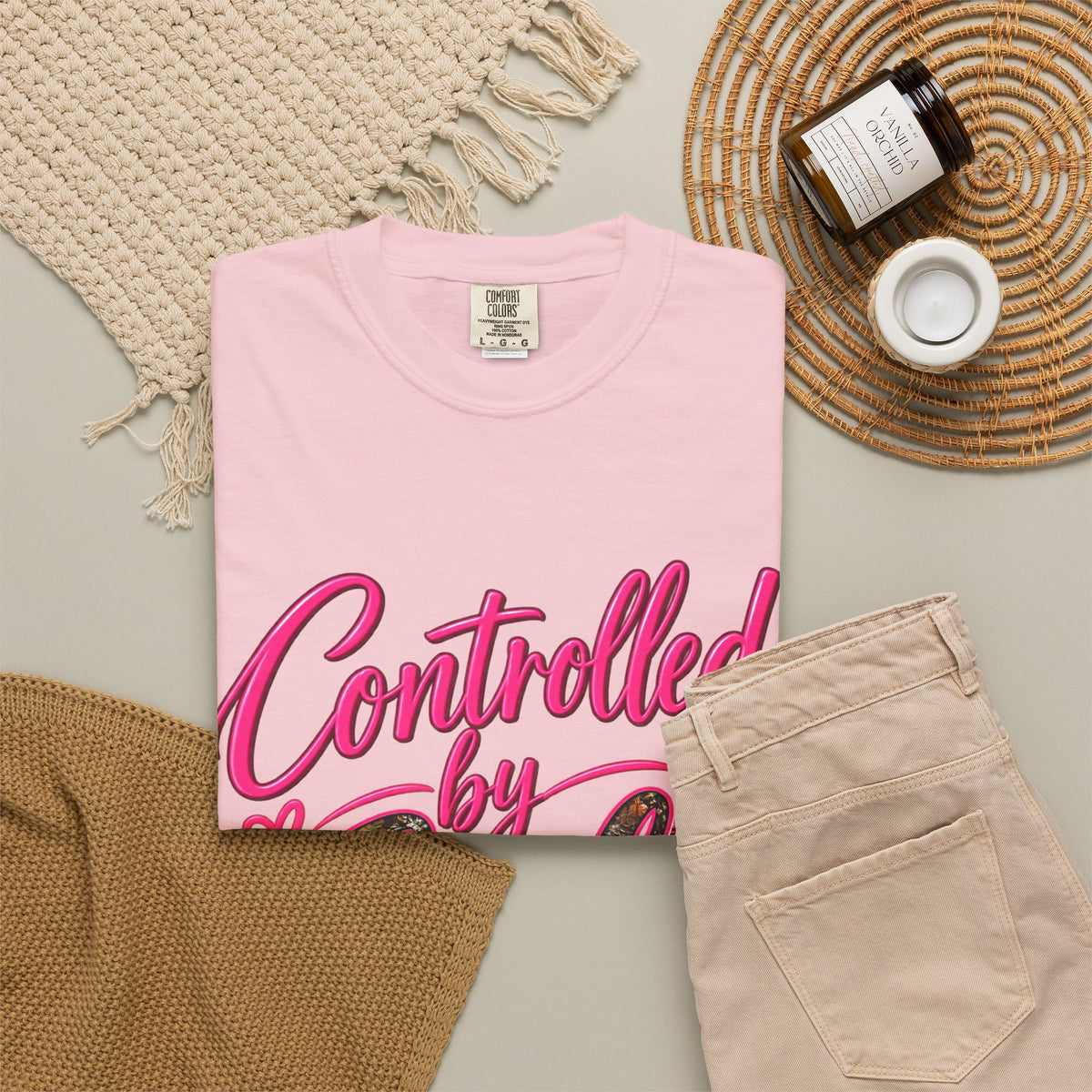 Controlled by God T-Shirt — Faith Graphic Tee with Pink Script