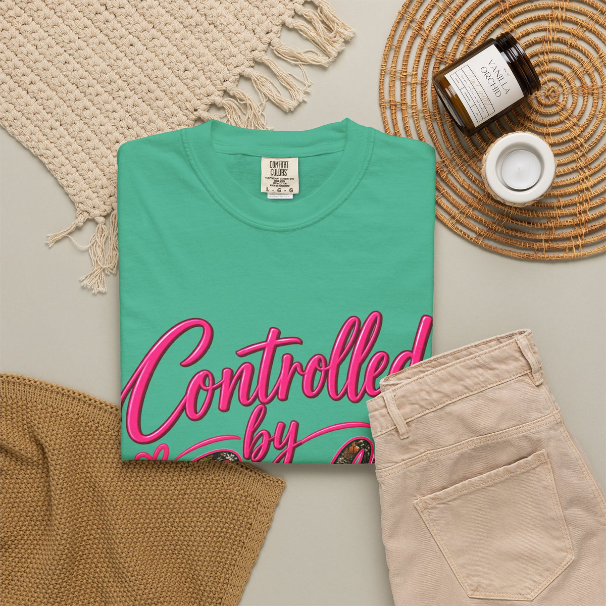 Controlled by God T-Shirt — Faith Graphic Tee with Pink Script