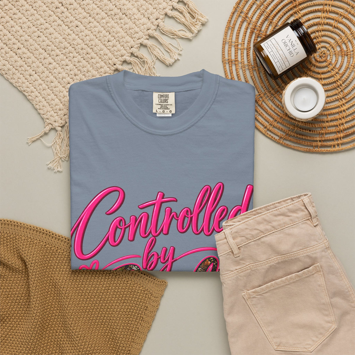 Controlled by God T-Shirt — Faith Graphic Tee with Pink Script