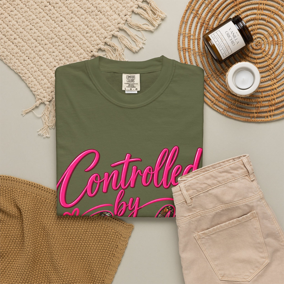 Controlled by God T-Shirt — Faith Graphic Tee with Pink Script
