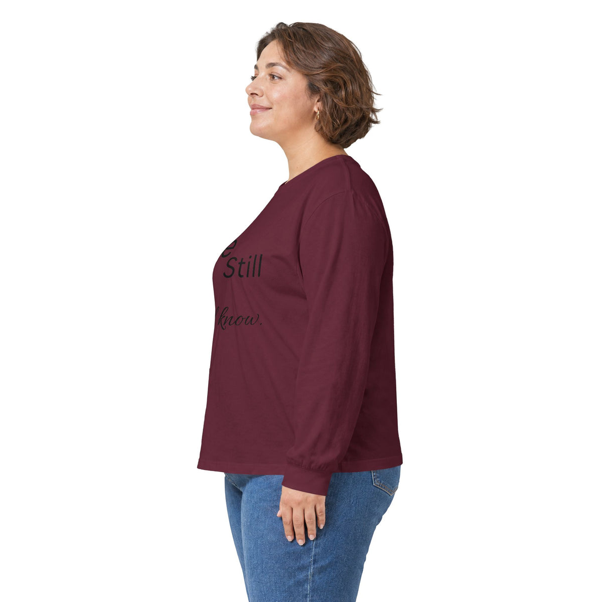 Be Still Long Sleeve Tee — Minimalist Inspirational Shirt