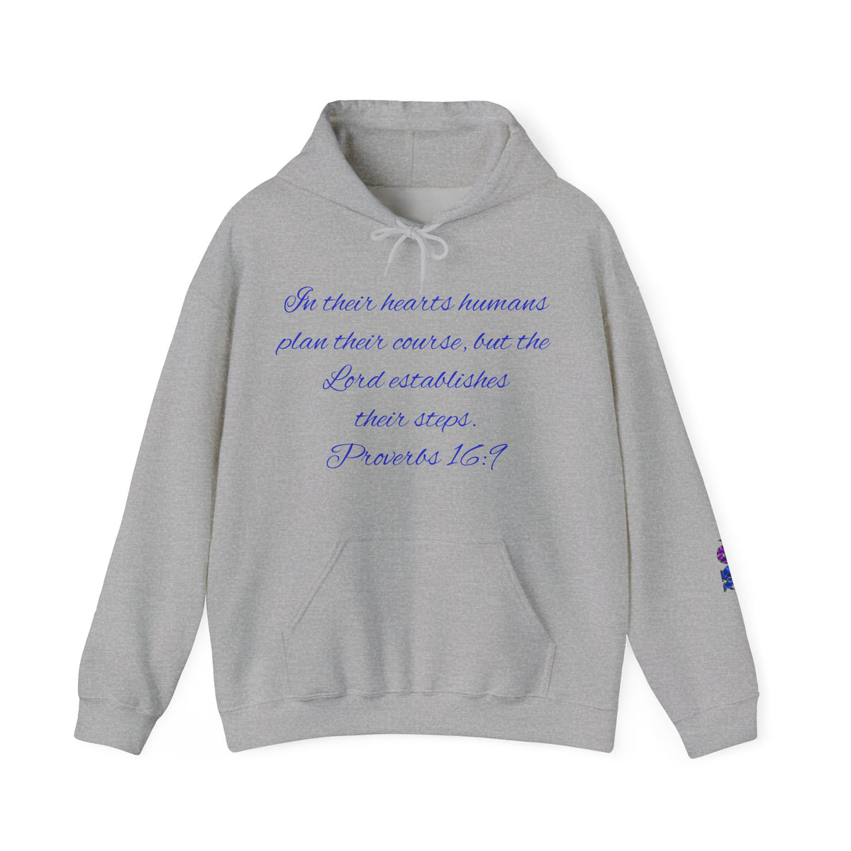 Christian Faith Hoodie — Proverbs 16:9 Inspirational Pullover with Vintage Signback Graphic