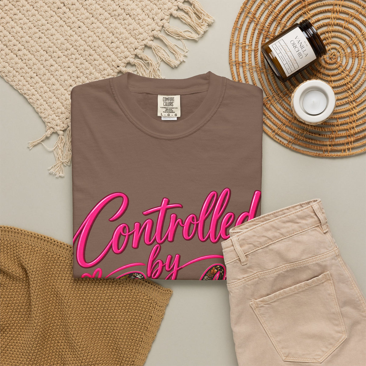 Controlled by God T-Shirt — Faith Graphic Tee with Pink Script