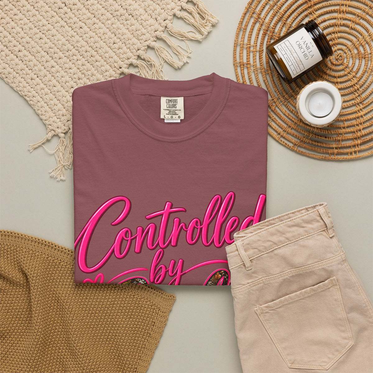 Controlled by God T-Shirt — Faith Graphic Tee with Pink Script