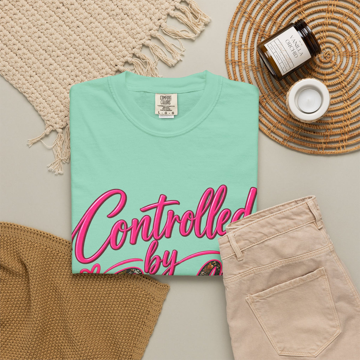 Controlled by God T-Shirt — Faith Graphic Tee with Pink Script