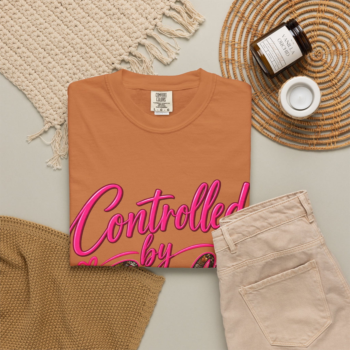 Controlled by God T-Shirt — Faith Graphic Tee with Pink Script
